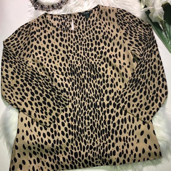 J.‎ Crew Leopard Print Scoop Neck Blouse Animal - Picture 1 of 8